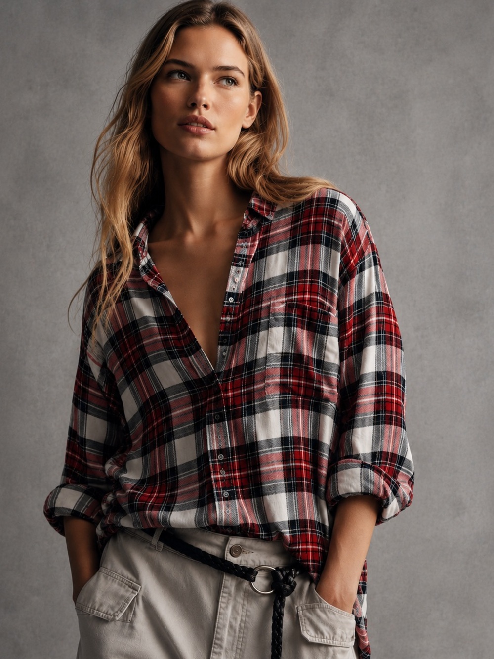 Banana Republic Dillon Classic Fit Plaid Button Down Shirt Small Red Black White